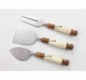 Cubiertos de lujo Vajilla Herramientas de corte de queso de acero inoxidable con mango de mármol Juego de cuchillos de queso Esparcidor Herramientas de queso dorado - Product Image 3