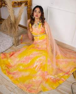 เสื้อเชิ้ตผู้หญิงผู้หญิงรุ่นล่าสุดของ Ghaghra Choli,เสื้อเบลาส์ Lehenga Choli พิมพ์ลายดิจิตัล - Product Image 4