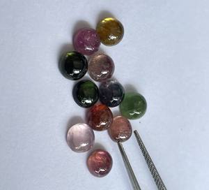 Cabochon rond en tourmaline multicolore naturelle 7mm de qualité supérieure-Tourmaline multicolore en vrac de qualité supérieure - Product Image 1