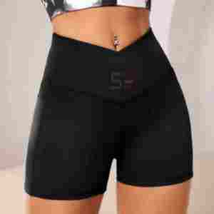 Shorts Deportivos de Cintura Media con Logotipo Personalizado para Mujer, Talla Grande, Levanta Glúteos, 100% Algodón, Transpirables e Impermeables - Product Image 1