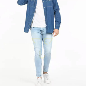 Pantalones Vaqueros de Hombre, Estilo Moderno, Color Sólido, 100% Algodón, Cierre de Botones, Ligeros, Ropa Urbana, Nueva Llegada, OEM - Product Image 1
