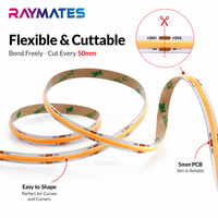 Bande lumineuse flexible Raymates CE ROHS Cob 480 leds 5 mm 24 V pour éclairage de cuisine/chambre/comptoir, garantie 3 ans
