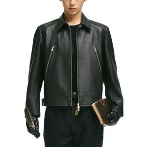 Vestes en cuir personnalisées pour hommes, design de mode en gros OEM, printemps et automne, broderie, loisirs, personnalisées - Product Image 1