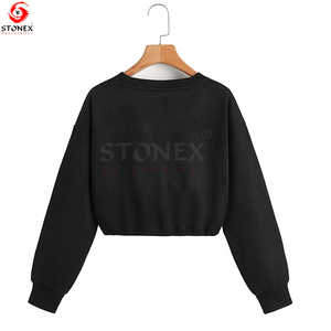 Sudaderas cortas para Mujer | Top corto personalizado liso de manga larga de algodón 100%/camisa de último estilo para niñas - Product Image 5