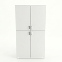 Armoire de classement minimaliste blanche à double porte et 4 tiroirs en MDF, verrouillable, pour bureau à domicile ou usage commercial, avec serrure à clé