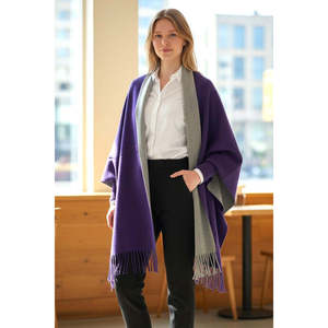 Beautiful 100% Cashmere Fringe Poncho Shawl <b>for</b> Women, Loose Sleeve Wrap Cape, Warm Cashmere Cover <b>for</b> Party & Daily Commute - Product Image 1
