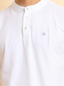 Camiseta de media manga de algodón 100% de moda para hombre, ropa informal cómoda con cuello mandarín para trajes diarios y oficina - Product Image 3