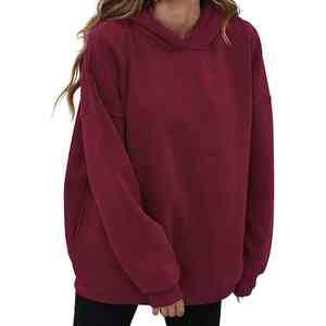 Vente en gros usine – Sweat à capuche long oversize pour femme, style streetwear, teint uni, 100 % coton, tissu doux et confortable, impression de logo personnalisée - Product Image 1