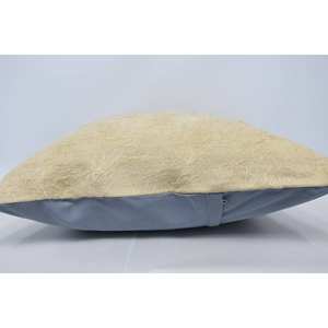 Élégant tapis en laine géométrique bleu fluide 28x28 pouces tissé motif vintage style George IV tons beiges écologique et antidérapant - Product Image 5