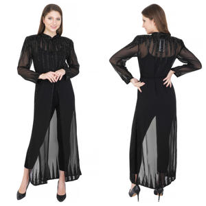 Caftan brodé à la main Abaya Kimono modeste ouvert sur le devant Abaya Robe musulmane à paillettes pour femmes Vêtements islamiques pour femmes - Product Image 5