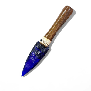 มีดคริสตัลหินออบซิเดียนสีฟ้าเข้มมีดแกะสลักทำจากด้ามไม้ - Product Image 5