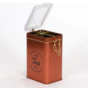 Boîte en métal rectangulaire en cuivre pour thé Kontensan 75x100x150 mm avec fermoir en fil de 1L et couvercle transparent Turquie - Product Image 5