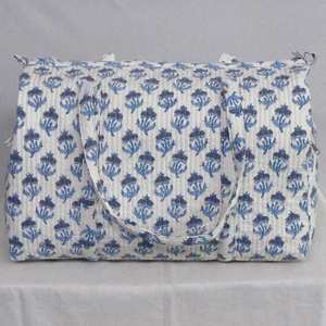 Sac de voyage week-end personnalisé Roopantaran en coton doux, imprimé à la main, tissu rayé, design client, mode, élégant, écologique - Product Image 3