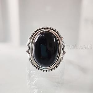 Bague femme Onyx noir naturel pierre précieuse décembre pierre de naissance bohème bande anniversaire bijoux faits à la main 925 bague en argent Sterling - Product Image 3