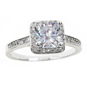 Anello di fidanzamento con diamante taglio cuscino Halo - Product Image 2