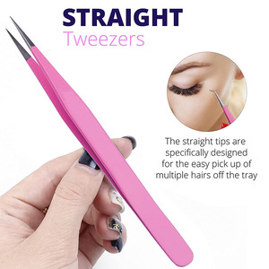 Pince à cils en acier inoxydable personnalisée 2025 pour extensions de cils pince à cils à pointe droite et incurvée - Product Image 6