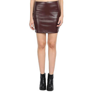 Women's <b>High</b> Quality Crocheted Leather Natural Waist Bodycon <b>Knee</b>-Length Skirt Anti-Static for Club Streetwear Casual Look - Product Image 4