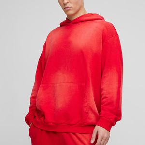 Nouveau sweat à capuche tendance pour homme en taille plus, effet délavé et décoloré, 100% coton, décontracté, surdimensionné, lourd - Product Image 3