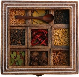 Boîte à épices pliable en bois écologique avec cuillère gratuite, organisateur d'épices Masala Dabba avec compartiments pour la cuisine - Product Image 6
