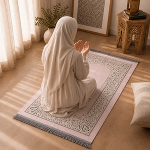 Alfombra de Oración Musulmana Rectangular Negra con Patrón Dorado para Ideas de Regalos Islámicos, Venta al por Mayor, Hecho en Turquía - Product Image 3