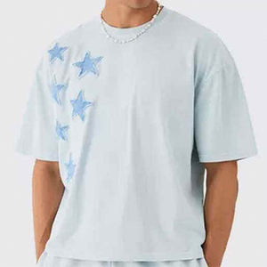 Conjunto de pantalones cortos bordados desgastados personalizados para hombre de alta calidad, 2 uds., esquema de varios colores, que incluye camisetas, medio logotipo con - Product Image 4