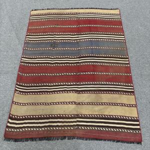 Turkish Vintage Kilim Accent Rug 3.3x4.6 ft, <b>Red</b> Floral Rug <b>Wool</b> - Product Image 1