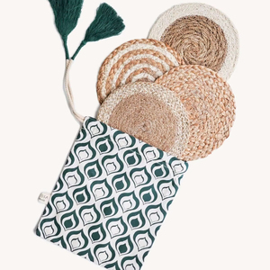 Durable Raffia <b>Coaster</b> With Round Braided Pattern Perfect For Hot And Cold Drinks On Any <b>Table</b> Surface - Product Image 1