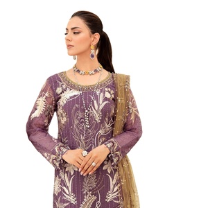 Ramsha minhal ชุดเดรสผ้าโปร่งบางแฟนซี3ชิ้นสำหรับผู้หญิง9 (ชุดสูท salwar) สำหรับงานปาร์ตี้เทศกาลแต่งงานสวม 'คอลเลกชัน organza' - Product Image 1