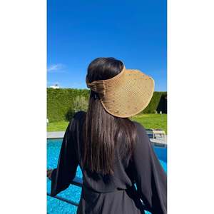 Camel Stone Embellished Wide Brim Straw <b>Hat</b> - Beach and Sun Protection Accessory HSR2091 - camel2091 - Product Image 2