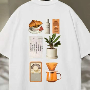 Camiseta Gráfica de Estilo Minimalista, Corte Holgado, Algodón Suave, Estilo Urbano, Estampado Moderno, Uso Diario, Prenda Esencial de Moda - Product Image 4