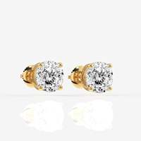 Pendientes de Moissanita Brillante de 1 Quilate, Corte Portugués Certificado, Incoloro (D-E), Engaste de Cuatro Puntas, Oro de 18K, para Compromiso