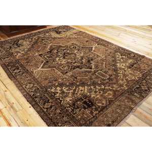 Rug, 7,1x9,2 ft Vintage Rug, <b>Brown</b> Striped Rug <b>Wool</b> - Product Image 4