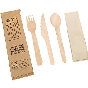 Meilleure qualité fête jetable fourchette cuillère couteau assiettes papier bois bambou ustensiles vaisselle couverts vaisselle ensemble - Product Image 6