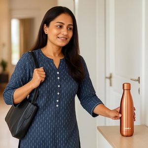 Botella de cobre a prueba de fugas para oficina, gimnasio, viaje, hecho a mano, Ayurvédico, respetuoso con el medio ambiente, agua potable saludable - Product Image 4