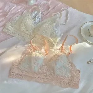 Lingerie pure sensuelle bordée de dentelle de style japonais soutien-gorge d'été léger sans armatures grande taille pour les femmes - Product Image 2