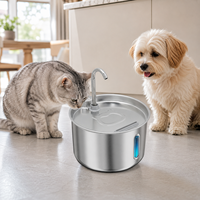 Fontaine à eau pour chat en acier inoxydable 304 de 2,2 L avec robinet, distributeur d'eau pour animaux de compagnie pour chats et chiens avec filtre OEM ODM
