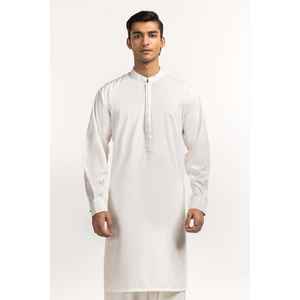 Conjunto de Kurta de Estilo Regular para Hombre, Color Blanco, con Tela Tejida Combinada, SK-S24-030 - Product Image 5
