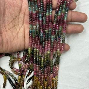 Cuentas Redondas Facetadas de Turmalina Natural Multicolor de 5mm-6mm, Piedras Preciosas de Alta Calidad, Más de 50 Años de Experiencia en la Fabricación de Joyas - Product Image 1