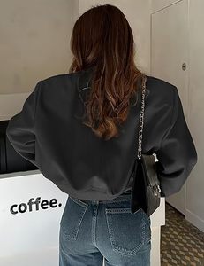 Chaqueta Bomber Personalizada, Transpirable y Ecológica para Mujer, Estilo Universitario, Casual, con Botones, Ligera, para Otoño, con Bolsillos, OEM - Product Image 3