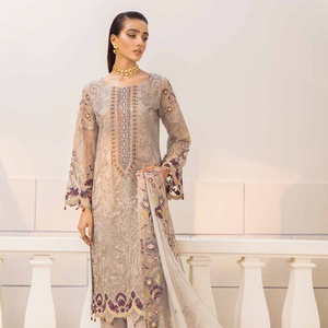 Ramsha 3 piezas gasa indio pakistaní estilo Salwar vestido de novia largo Chevron diseño fiesta desgaste venta entera - Product Image 6