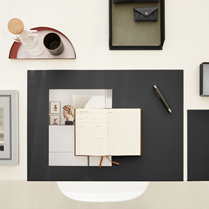 Stackable Paper <b>Tray</b> Organizer Black Steel Structure and Bonded Leather Black cm 32x24 H5 Made in Italy - Product Image 5