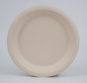 Assiette ronde en bagasse de 9 pouces, résistante à la chaleur, utilisable au micro-ondes, pour un usage unique - Product Image 1