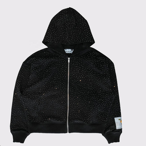 Vente en gros OEM personnalisé LOGO intégral zippé vierge avec strass pull pour homme veste à capuche sweat à capuche zippé pour homme - Product Image 1