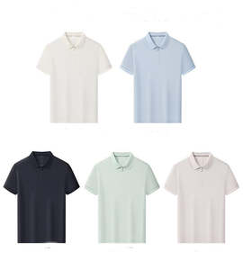 2025 moda de gama alta personalizada hombres Formal para botón camiseta Boxy algodón bordado sin costuras cuello alto patrón sólido rápido - Product Image 1