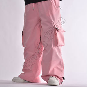 Pantalones de pierna ancha con bolsillo de cintura elástica Vintage sueltos informales Pantalones deportivos de cintura alta para hombres y mujeres hechos de poliéster - Product Image 2