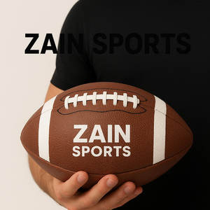 หนัง PU สีเทารักบี้มืออาชีพขนาด3 6 9อเมริกันฟุตบอลออกแบบโลโก้ได้ตามต้องการ - Product Image 5