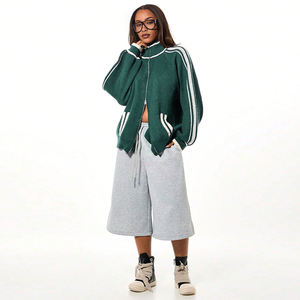 Set di Lusso da Donna <span class=keywords><strong>con</strong></span> <span class=keywords><strong>Cardigan</strong></span> a Righe <span class=keywords><strong>con</strong></span> Zip e Pantaloni Larghi, Elegante Abbigliamento Casual a Due Pezzi per Primavera ed Estate - Product Image 2