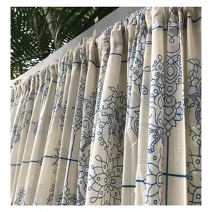 Cheap Factory Price Japanese Embroidered Style Handmade 100% Cotton Children Room Flat Window Voile Drapes Built-in Curtains