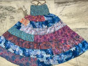 Vestido de Seda Reciclada con Patchwork Hecho a Mano: Falda Maxi Boho con Capas - Product Image 2