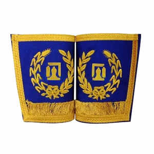 Factory Made Masonic Regalia Custom Hand Cuff Gauntlets Handmade Embroidery <b>Gold</b> Braid Masonic Gauntlets - Product Image 5